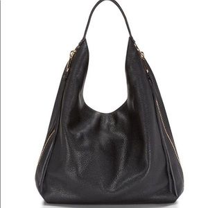 REBECCA MINKOFF Bryn Leather Satchel Hobo With Double Zipper